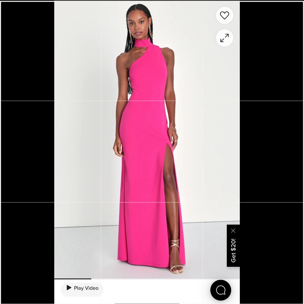 Lulus Hot Pink Asymmetrical Halter Maxi Dress